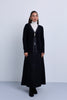 Longer Length Ribbed Knit Cardigan with Leather Piping Gold Hardware Closure