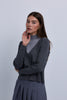 V Neck Design Top With Contrast Piping and High Neck Insert