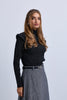 Lurex High Neck Top with Pipe Effect Armholes