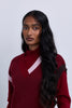 Asymmetric Contrast Neck Knit Top