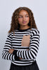 Striped Knit Top with Contrast Pocket