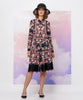 Floral Blouse with Front Waist Tie & Floral Print Skirt With Lace Hem
