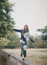 Satin Aline Skirt with X-Large Flower Print