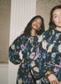 Draped Flower Print Loose Fit Maxi Dress