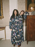 Draped Flower Print Maxi Dress
