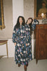 Draped Flower Print Maxi Dress