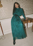 Tulle Gathered Dropped Shoulder Dress with Doubled Belt