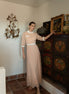 Spotted Tulle Dress with Contrast Collar Cuffs and Belt