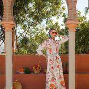 Vibrant Colour Pop Floral Placement Printed Dress