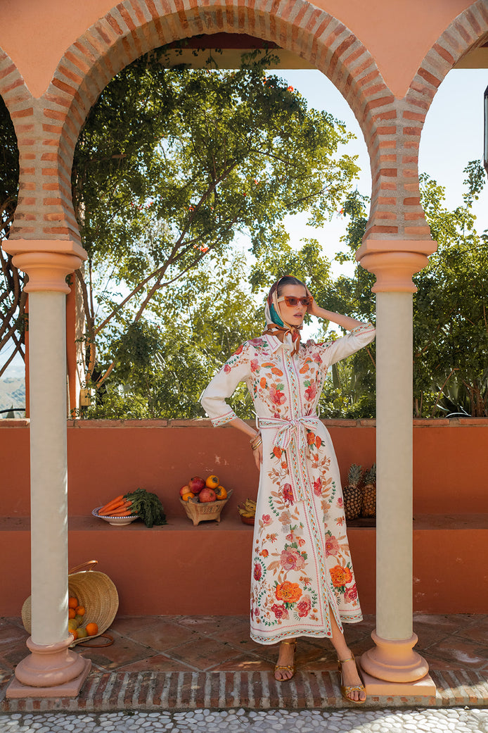 Vibrant Colour Pop Floral Placement Printed Dress