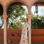 Vibrant Colour Pop Floral Placement Printed Dress