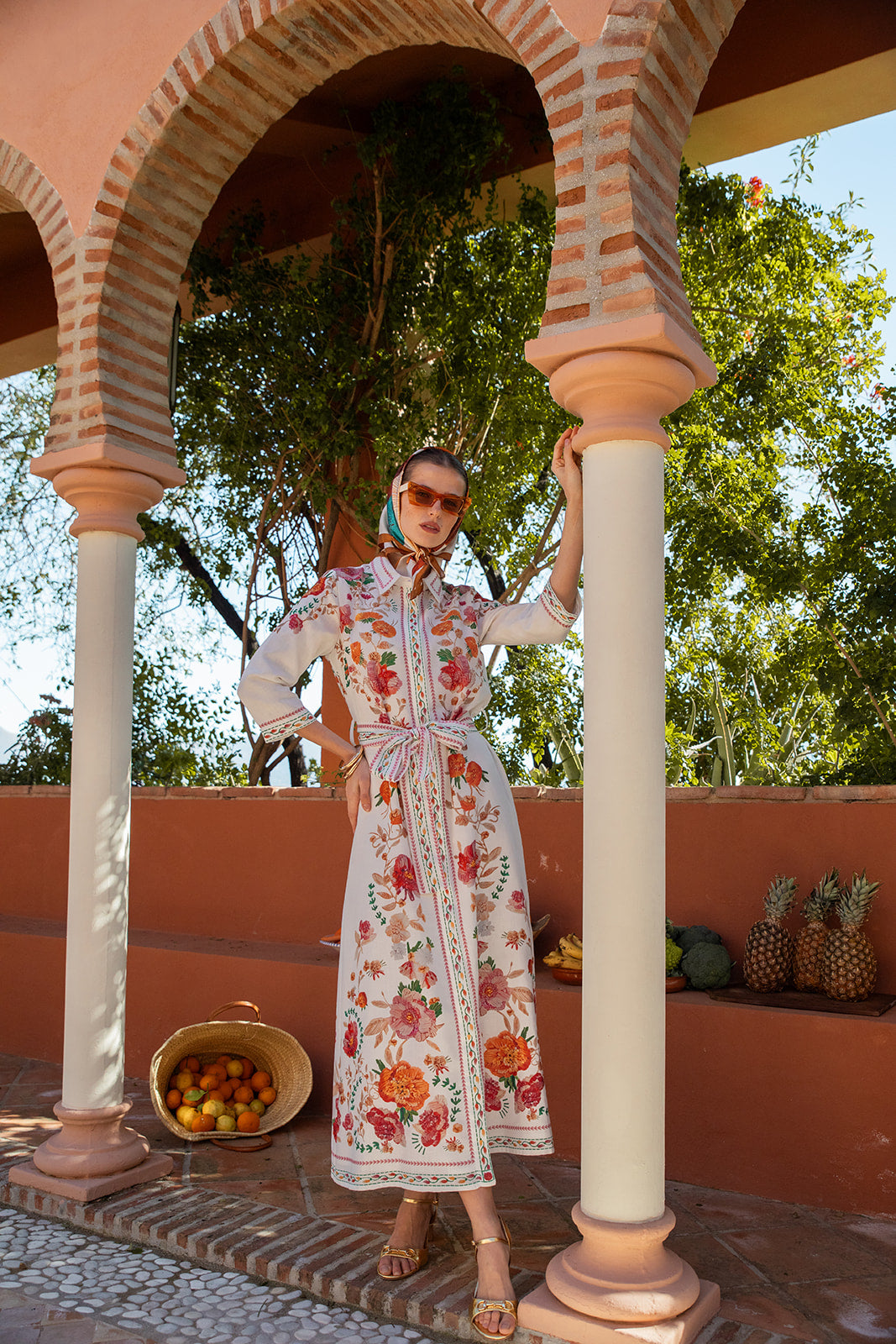 Vibrant Colour Pop Floral Placement Printed Dress