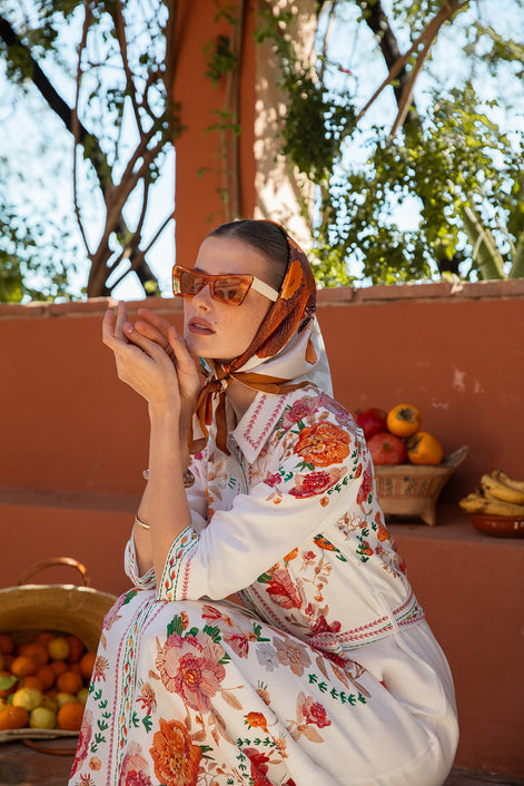 Vibrant Colour Pop Floral Placement Printed Dress