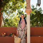 Loose Fit Floral Printed Dress with Contrast Necktie & Cuffs