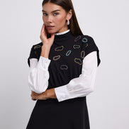 Dropped Shoulder Dress with Abstract Beaded Details