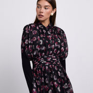 Floral Printed Maxi Dress with Wide Gathered Waistband