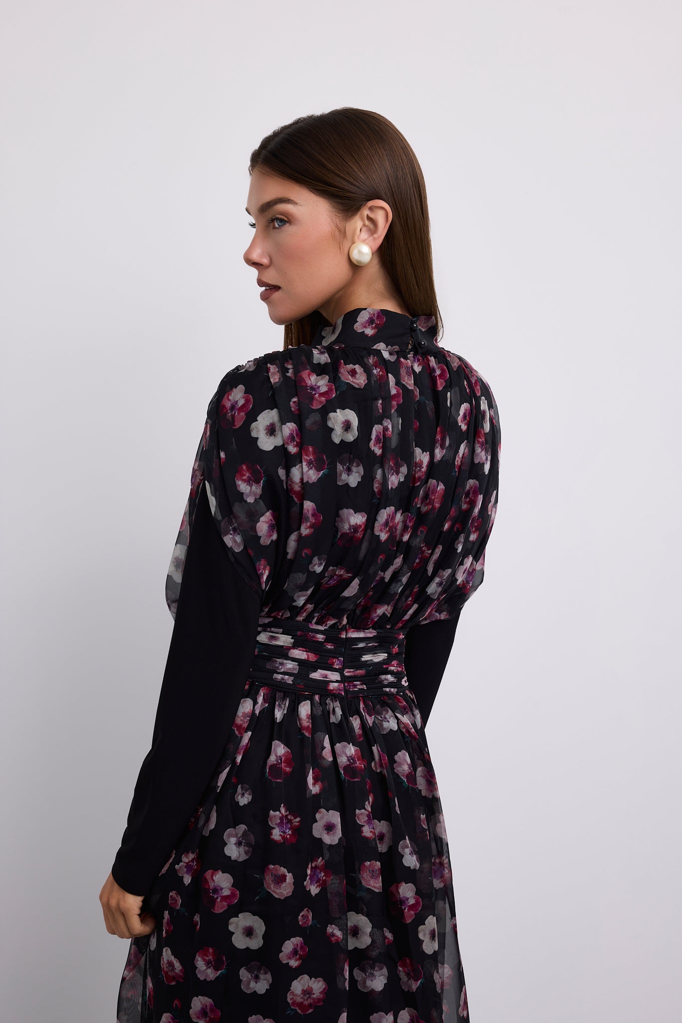 Floral Printed Maxi Dress with Wide Gathered Waistband