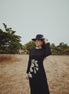 Simple Cut Gown with Side Flower Embroidery