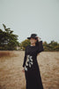Simple Cut Gown with Side Flower Embroidery