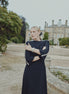 Crepe Maxi Dress with Stone Embellished Sleeve Seam