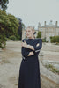 Crepe Maxi Dress with Stone Embellished Sleeve Seam