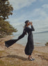 Floral Handwork Dress with Long Cape Style Back