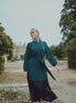 Loose Fit Belted Dress With Wide Satin Black Hem