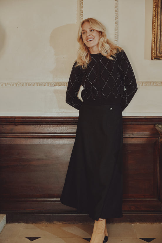 Metallic Thread Aryle Buttoned Cardigan