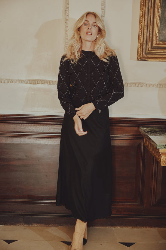 Metallic Thread Aryle Buttoned Cardigan