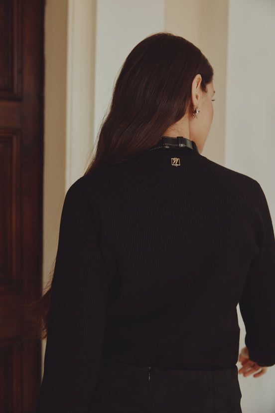 Leather Neck Belted Top