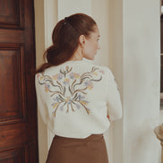 Bubble Knit Top with Floral Print Design