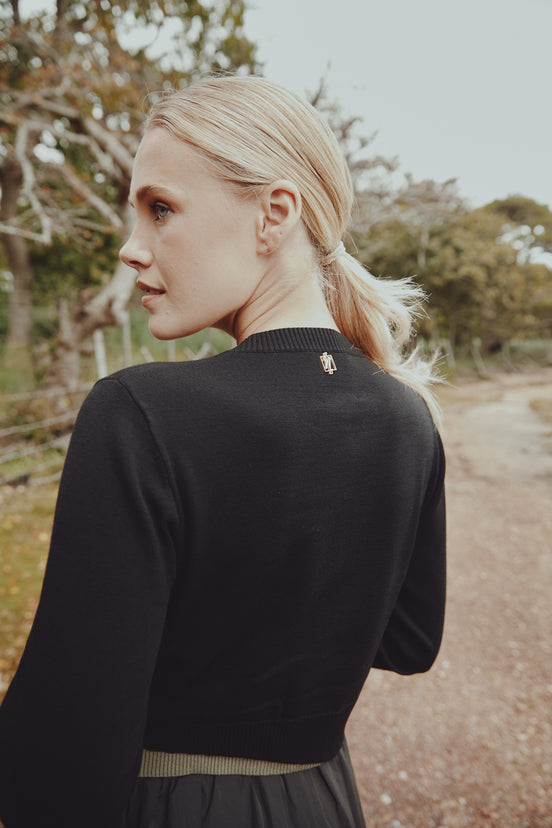 Button Down Cardigan with Colour Peep Edges