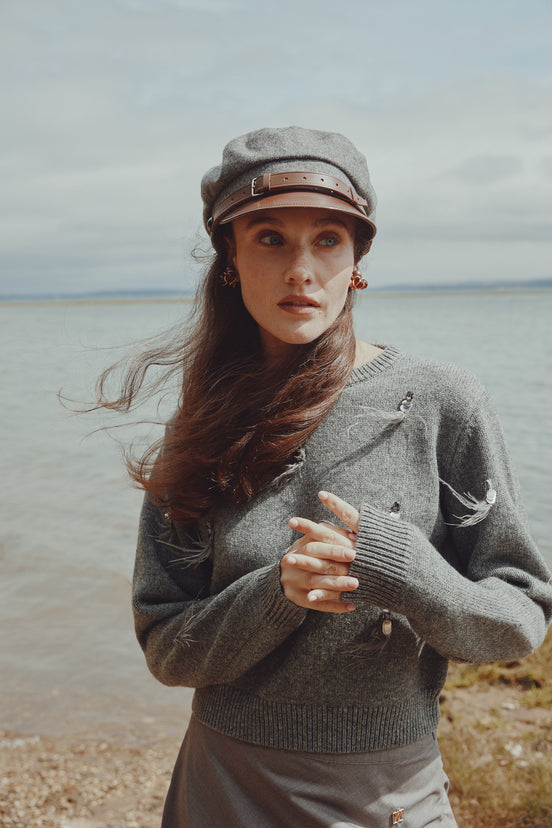 Round Neck Top with Feather Sequin Embellishments