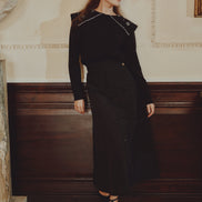 Pullover Top with Wide Embellished Collar