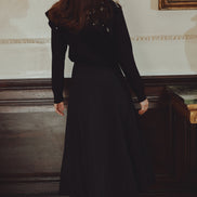 Zip Up Top with Wide Embellished Collar