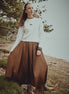 Knit Top with Crochet Flower and Tonal Neck Band Insert