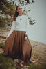 Knit Top with Crochet Flower and Tonal Neck Band Insert