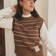 Intarsia Knitted Logo Vest Look Full Top