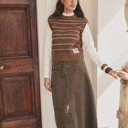 Intarsia Knitted Logo Vest Look Full Top