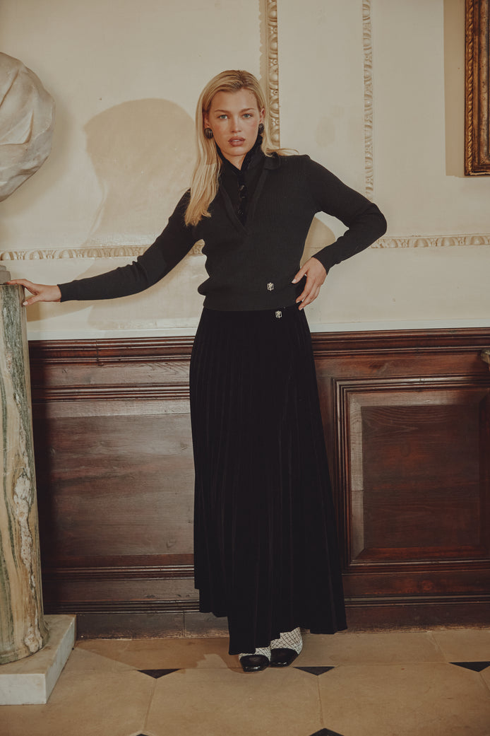 Deep V Rib Top with High Neck Insert