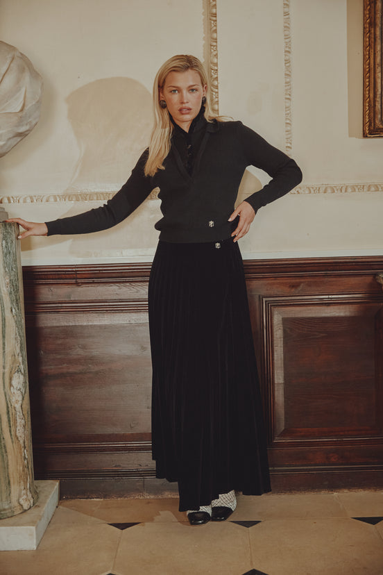 Velvet Pleated Skirt