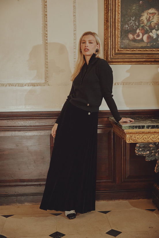 Deep V Rib Top with High Neck Insert