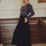 Velvet Pleated Skirt
