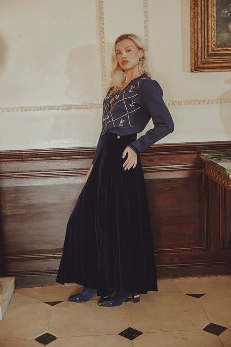 Velvet Pleated Skirt