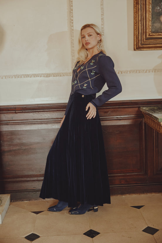 Velvet Pleated Skirt