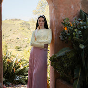 Fine Pleat Belted Maxi Skirt