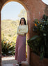 Fine Pleat Belted Maxi Skirt