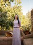 Fine Pleat Belted Printed Maxi Skirt