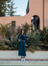 Pleated Maxi Skirt with Striped Waistband