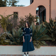 Polo Collar Top with Striping Details and Badge Motifs